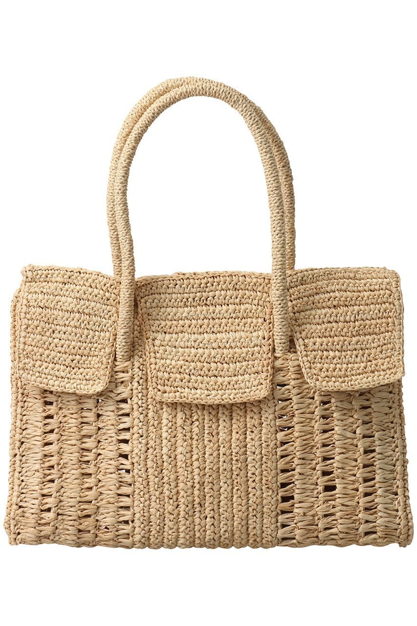 【即納!最大半額!】 MAISON ラフィアフラップバッグ PARISメゾンエヌアッシュパリ N.H - かごバッグ