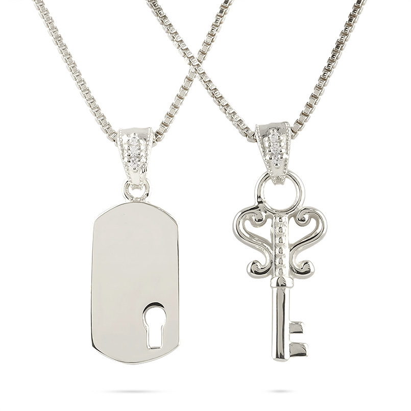 お買い得モデル ホワイトゴールド製 ネックレストップ キー ダイヤモンド - ネックレス