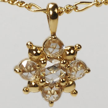 値頃 アンティーク ペアシェイプローズカットダイヤモンドのペンダント 骨董 K14 - ネックレス