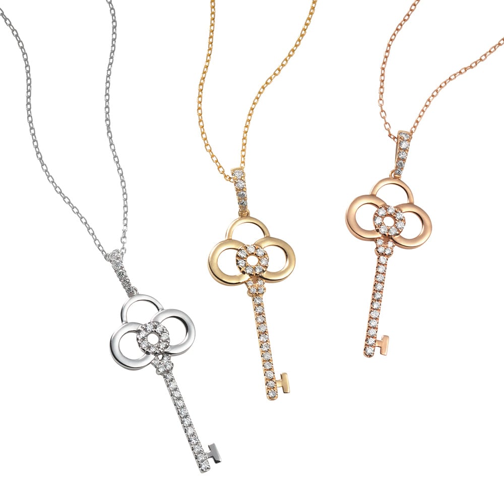 お買い得モデル ホワイトゴールド製 ネックレストップ キー ダイヤモンド - ネックレス