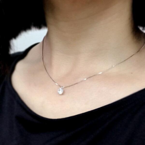 【海外限定】 Pt900 定番 1粒◆ネックレス◆シンプル プラチナ◆ダイヤモンド - ネックレス