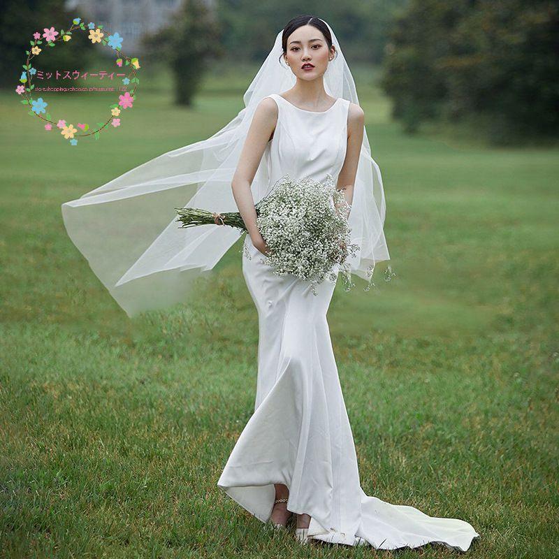 輝い 0d 前撮り 結婚式 二次会 マーメイド ウェディングドレス 新品*レディース - ウェディング