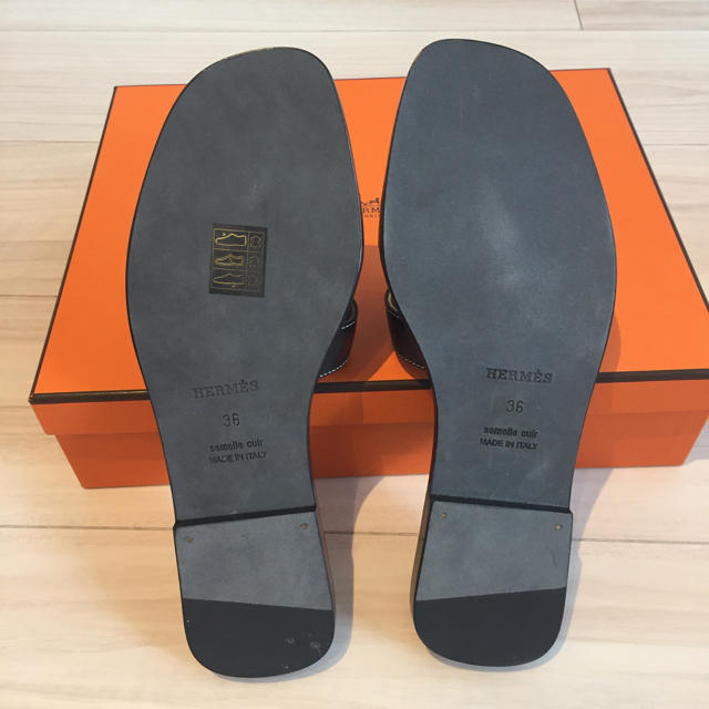 【待望★】 エルメス オラン 黒 36 - サンダル