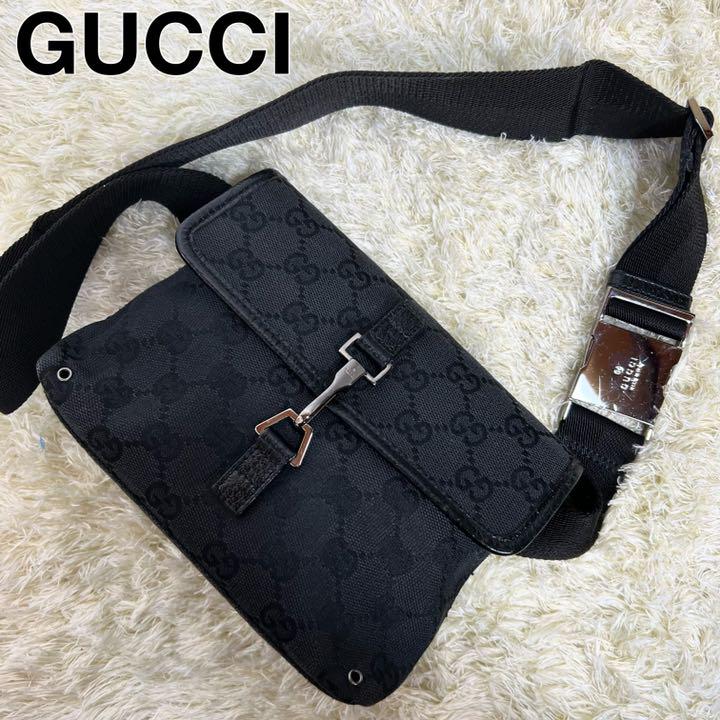 定期入れの 希少!!【グッチ ジャッキー GGスプリーム ウエストポーチ ブラック】 - ボディバッグ/ウェストバッグ