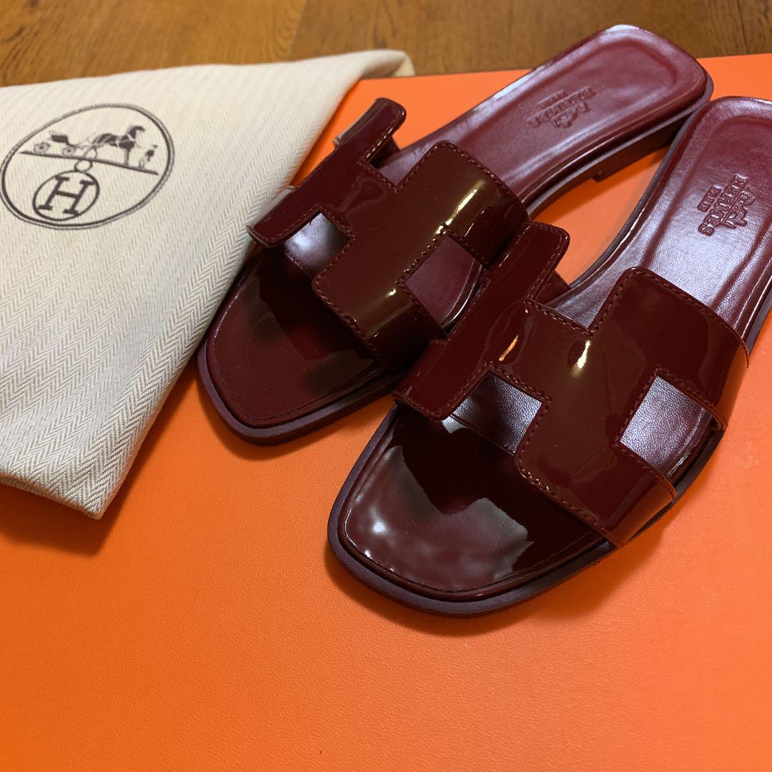 【待望★】 エルメス オラン 黒 36 - サンダル