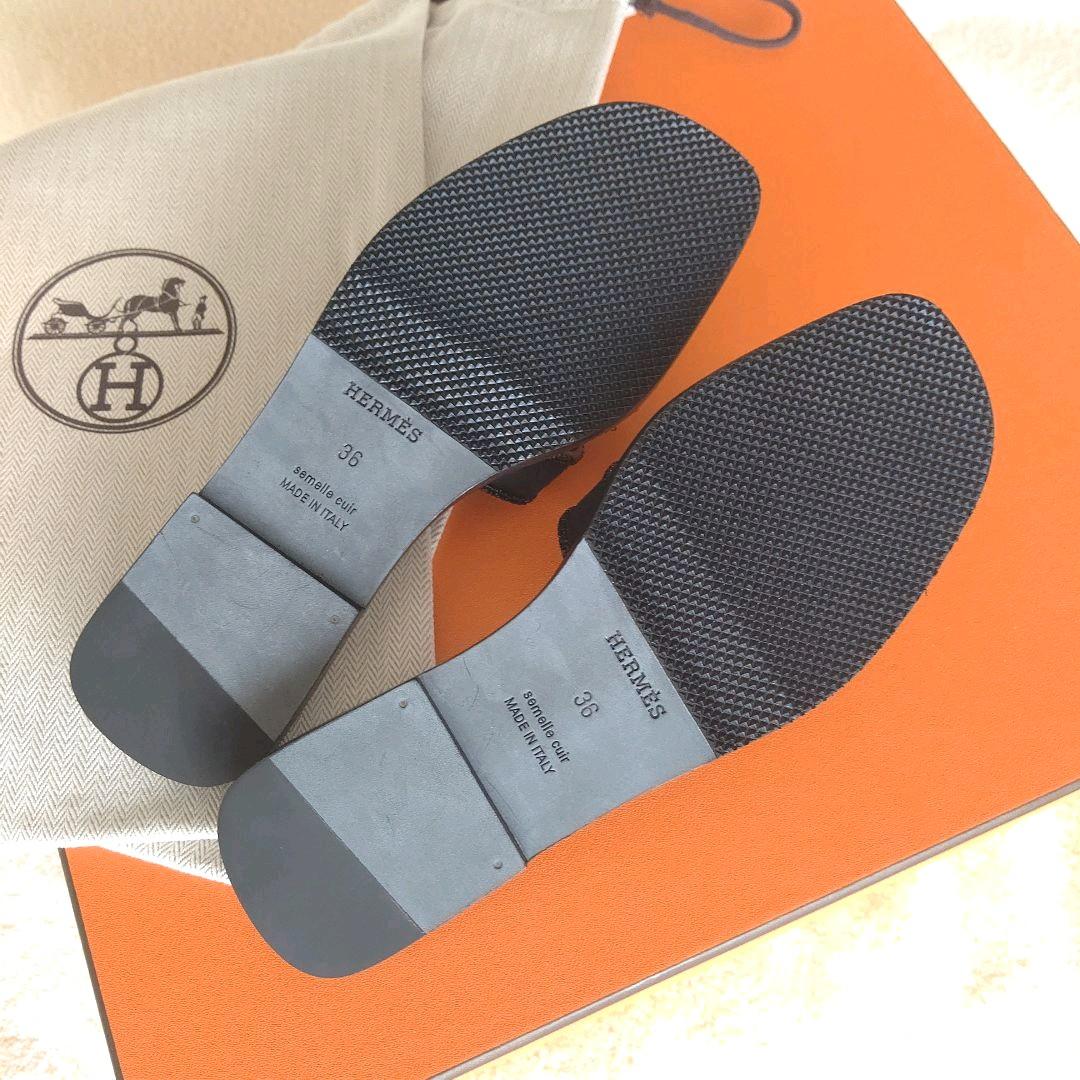 【待望★】 エルメス オラン 黒 36 - サンダル