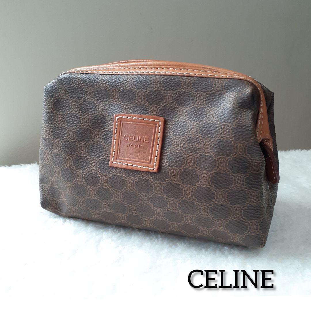 人気ブラドン CELINE ポーチ マカダム柄 ヴィンテージ セリーヌ - ポーチ/バニティ