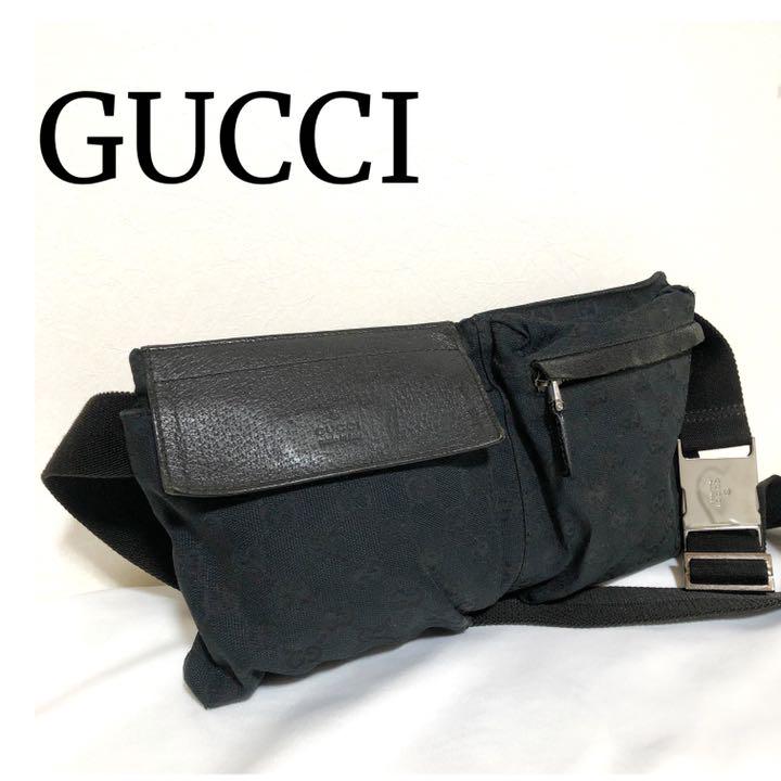 定期入れの 希少!!【グッチ ジャッキー GGスプリーム ウエストポーチ ブラック】 - ボディバッグ/ウェストバッグ