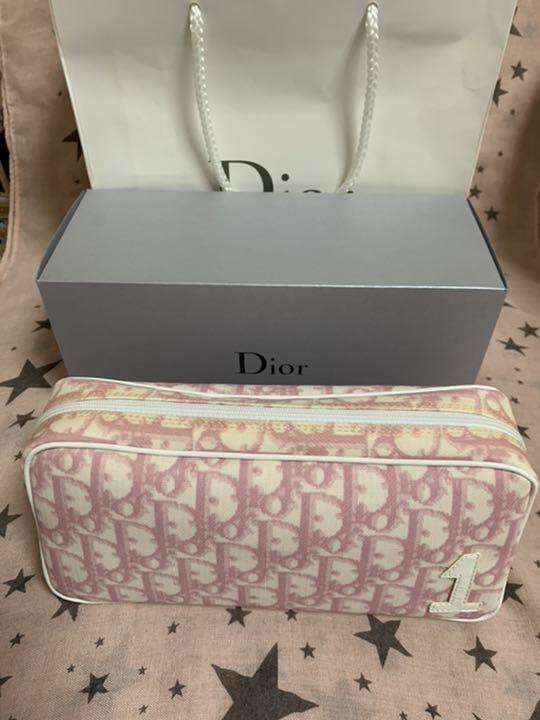 国内最安値! ディオール〈Dior〉 ピンク トロッター ラインストーン ポーチ - ポーチ/バニティ