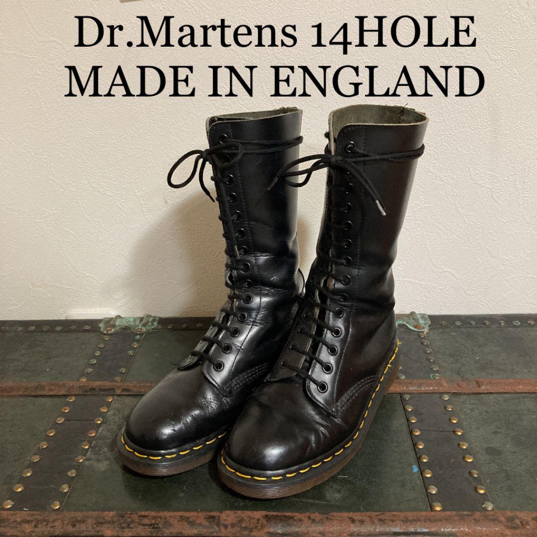 超安い品質 箱付き パンク ブラック uk4 イングランド製 14ホール ドクターマーチン - ブーツ