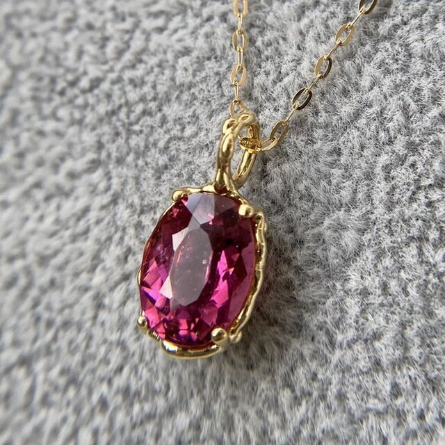 ふるさと納税 大粒ピンクトルマリン K18 ネックレス - ネックレス