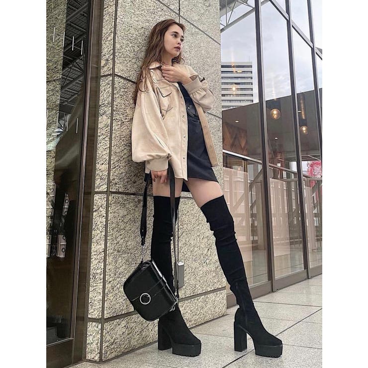 【日本製】 エモダ タンクバルキーロングブーツ ニーハイブーツ - ブーツ