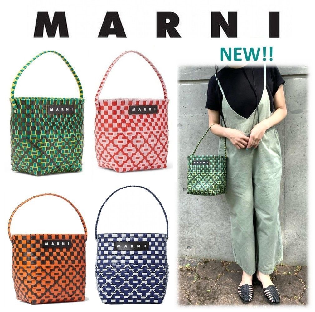 本物 Marni marketかごバッグ - かごバッグ