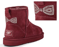 最新エルメス UGG 24cm ブラック ボウ クリスタル クラシックミニ - ブーツ