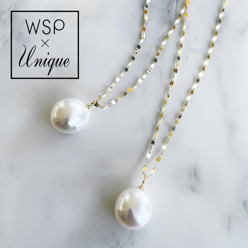 最高級 K10YG 淡水パール ネックレス スルーネックレス 本真珠 - ネックレス